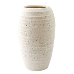  SADAF L186 - Ribbed Speckled Stoneware Vase - Ceramic White 