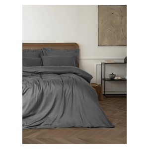  صدف طقم غطاء لحاف مزدوج 220 × 200 سم - 4 قطع - رمادي غامق 
