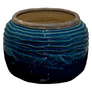  SADAF Small Deep Teal Textured Ceramic Floor Vase - Y3038 