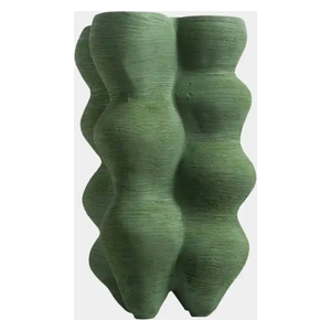  SADAF Sculptural White Bubble Textured Vase - Green 