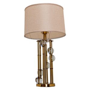  SADAF Brass and Crystal Table Lamp with Beige Shade - D25 