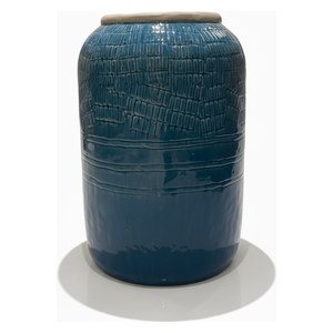  SADAF Textured Teal Ceramic Vase, Y3036 - Deep Blue 