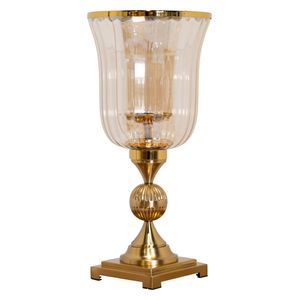  صدف حامل شموع زجاجي صغير باللونين الذهبي والعنبري - E138B - ذهبي 