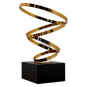  SADAF D94B - Contemporary Swirl Metal Sculpture - Gold 