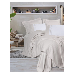 SADAF Bedspread Set, Double , 220 x 230cm - 6 Piece - Stone 