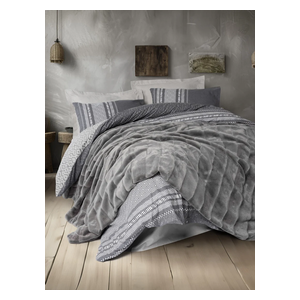  صدف طقم غطاء لحاف مزدوج 220 × 200 سم - 5 قطع - رمادي غامق 