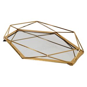  صدف صينية مرآة هندسية - D6170 - ذهبي 