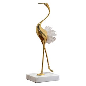  SADAF Golden Crane Figurine with Crystal Cluster - HT2600-2 