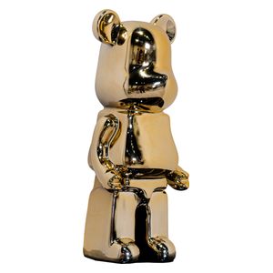  صدف تمثال دب سيراميكي مطلي بالكروم الذهبي - 45 
