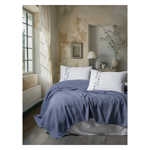 SADAF Bedspread Set, Double , 220 x 230cm - 4 Piece - Indigo