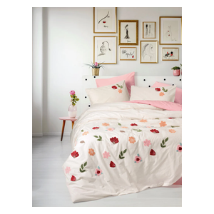 SADAF Comforter Cover Set, Double , 200 x 220cm - 6 Piece - Salmon