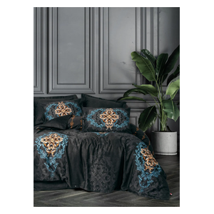  صدف طقم غطاء لحاف مزدوج 220 × 200 سم - 6 قطع - اسود 