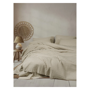  SADAF Comforter Cover Set, Double , 200 x 220cm - 6 Piece - Beige 