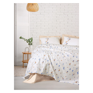  صدف طقم مفرش سرير مزدوج 230 × 220 سم - 4 قطع - ابيض 