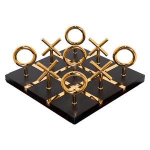  SADAF Black Luxury Gold-Tone Tic-Tac-Toe Decorative Game - JL-24 