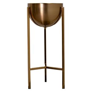  SADAF Short Modern Gold Planter on Stand - D90C 