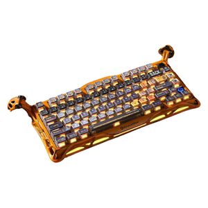 كيبورد لاسلكي كرافيستار - KK1PROSPYELLOW - اضاءة RGB‎ - بطارية بحجم 8000 مللي امبير - اصفر