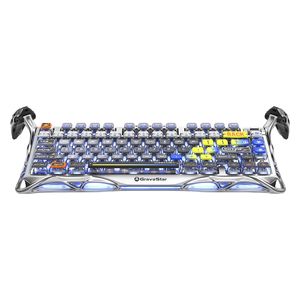 كيبورد لاسلكي كرافيستار - KK1PROSLIVER - اضاءة RGB‎ - بطارية بحجم 8000 مللي امبير - سلفر