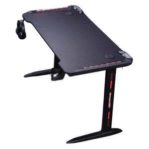  Gaming Desk D2111 - LED RGB Lights Along Edges - Cup Holder; Headset Stand - Black 