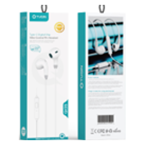 سماعة رأس داخل الاذن سلكية  كيو-توكين - نوع الموصل تايب سي - 1.2متر - ابيض