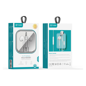 سماعة داخل الاذن سلكية كيو-توكين - اتصال لايتنينج - مصنوعة من مادة TPE، ميكروفون مدمج - أبيض