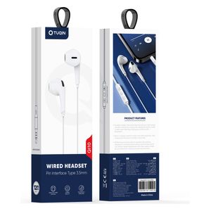 سماعة رأس داخل الاذن سلكية  كيو-توكين - نوع الموصل دبوس 3.5 مم - 1.2 متر - أبيض