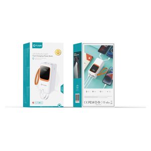شاحن محمول كيو-توكين - 45000 مللي أمبير / ساعة - شحن سريع متعدد المنافذ - أبيض