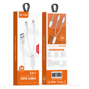 كيبل كيو-توكين - يو اس بي الى لايتنينج و تايب سي - 1.2 متر - ابيض