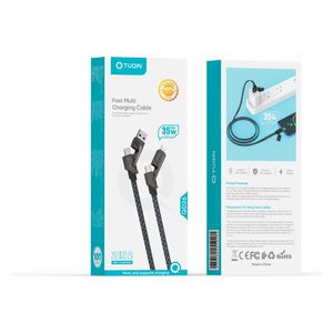 كيبل يو اس بي سي  إلى يو اس بي سي كيو-توكين - 35 واط - معدن مضفر - 1 متر - أسود