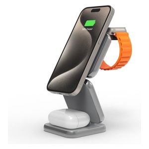 Nine WLC 001 - 3 in 1 Wireless Charger - 15W Power -  Silver