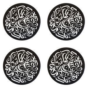 Seen Ceramic Coaster Set - 4 piece - Black