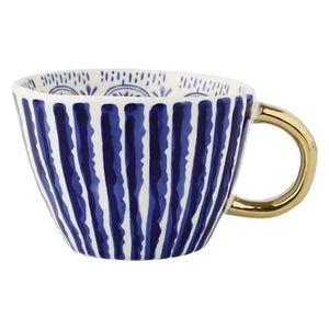  سين كوب سيراميك أزرق ذو مقبض ذهبي 