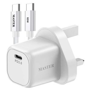  Master MSSUFCH35WCL WH - Wall Charger - 1 Port - 35W - with USB-C to USB-C Cable - 60W - White 