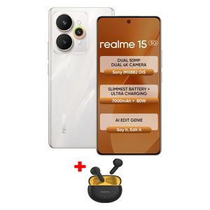  Realme 15 5G - 6.8 inch 144Hz - Dimensity 7300+ 5G - 6500mAh,45W + Realme Earbuds 