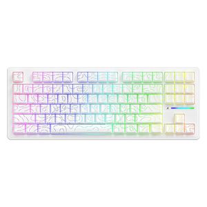  لوحة مفاتيح ميكانيكية لاسلكية اتاك شارك - M87 Pro V2 - بلوتوث 5 - اضاءة RGB - بطارية بحجم 5000 مللي امبير - ابيض 