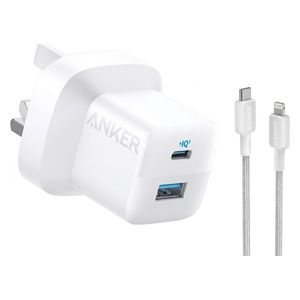  Anker Wall Charger - 2 Ports - 33W - USB-C to Lightning Cable - White 