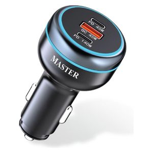  شاحن سيارة ماستر - MSCR3PT230W BK - بقوة 230 واط - 3 منافذ - اسود 