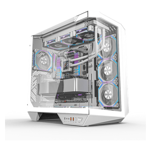  كيس كمبيوتر دارك فلاش - DY470 - زجاج ثلاثي الجوانب - 4 مراوح تبريد - ابيض 