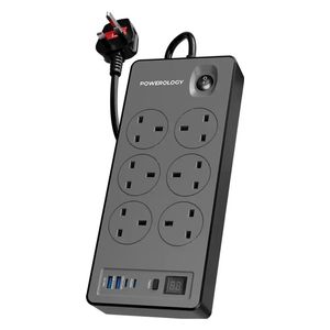 Powerology PWCUQC046BK - Power Strip - 2 m - 2990W - Black
