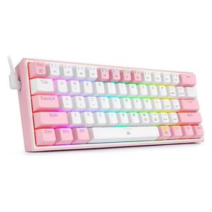  لوحة مفاتيح العاب ميكانيكية سلكية ريدراكون K617 Fizz - اضاءة  RGB - وردي 