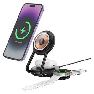  Green Lion 3 in 1 Mag Charge Hub - Wireless Charging - 15W - Black 
