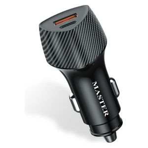  شاحن سيارة من ماستر - MSCR3PT51W BK  - بمنفذين - بقوة 51 واط - اسود 