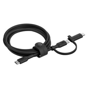 Belkin BOOSTCHARGE - 2in1 USB-C to USB-C Braided Cable with Lightning Adapter - 1.5m - Black 
