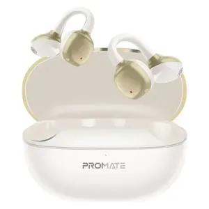  Promate AirClip-Pro - Open-Ear Earbuds - 28-Hour Battery - IPX4 Water-Resistant - Bluetooth 6 - Gold 
