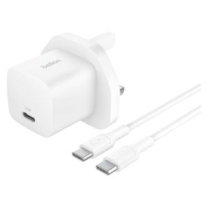  Belkin - USB-C Wall Charger 25W - 1M USB-C Cable - White 