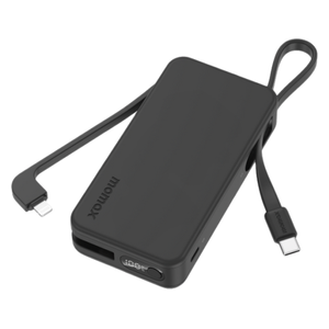  Momax Power Bank - 10000mAh Capacity - Built-in USB-C and Lightning Cables 