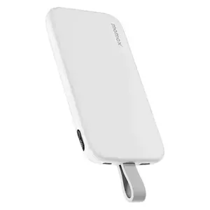 Momax Power Bank - 10000 mAh - 22.5W Fast Charging - Built-in Lightning Cable - Digital Display - White