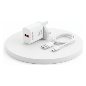  SIKENAI - Wall Charger - Single Port - 18W - With USB-C Cable - White 