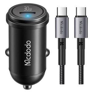 شاحن سيارة مكدادو - بقوة 30W - كيبل يو اس بي سي  إلى يو اس بي سي  - اسود