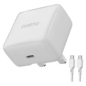شاحن جداري Oraimo - بقوة 20W - تقنية AniFast - كيبل يو اس بي سي  إلى يو اس بي سي - حماية وأمان - ابيض